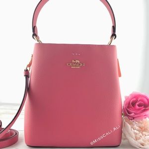 NWT COACH Small Town Bucket Leather Crossbody Bag - Gold Strawberry Haze Pink